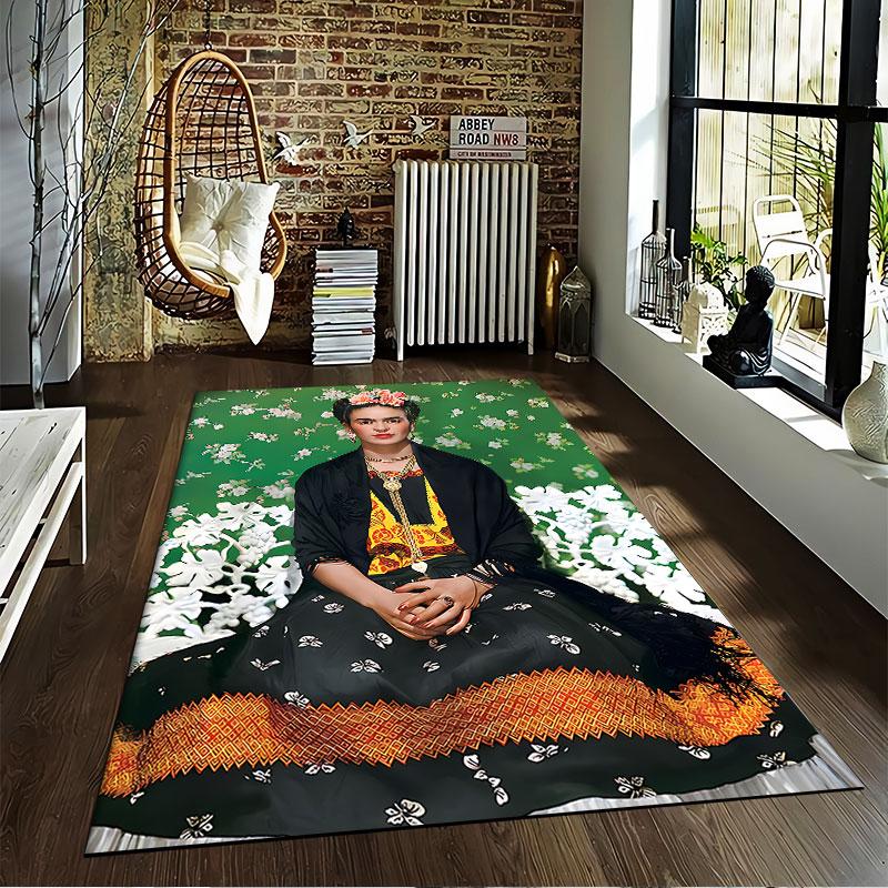 Vibrant Floral Portrait Carpet suitable as a non-slip mat for the living room or bedroom sofa