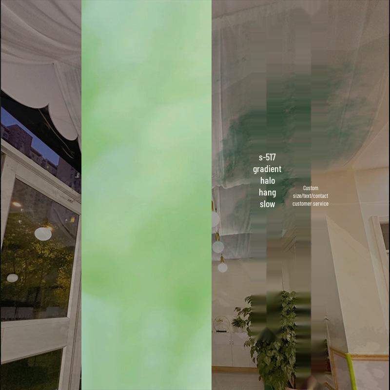 Chinese Ancient-Style Gradient Green Gauze Curtain for Ceiling Decor and Weddings