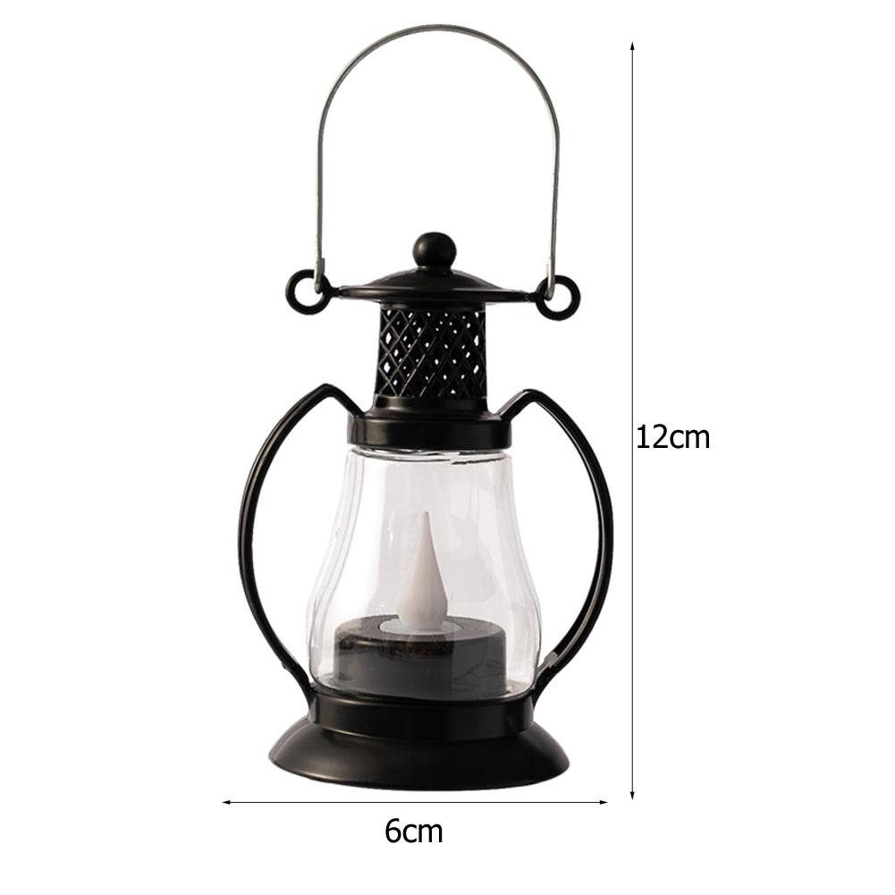 Retro Kerosene Lamp Portable Old-Fashioned Kerosene Lamp Built-In Battery Rustic Camping Lanterns Courtyard Garden Decor