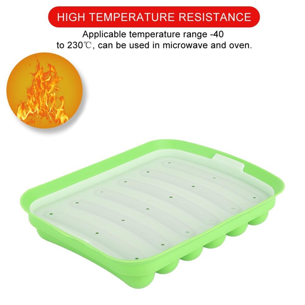 3pcs With Vented Lid Hot Dog Mold Food Grade Silicone Ham Making Tray Picnic Party Daily Use зелёный