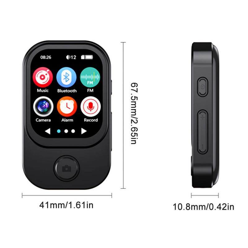 MP3 Player Bluetooth 5.4 Touch Screen MP3 Walkman Hi-Fi Lossless Music Player Built-in Speaker Video FM Radio Recording Camera