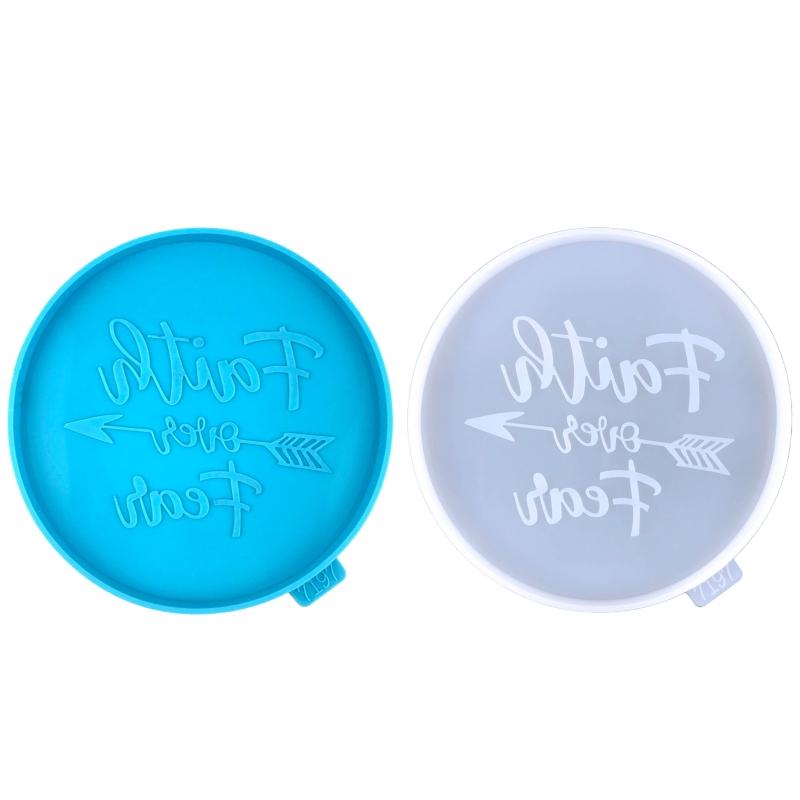 Resin Coaster Molds Round Storage Tray Mould Silicone Agate Coaster Molds Creative Faith Molds for Making DIY Craft