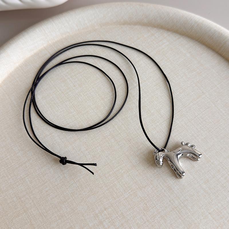 LATS Fashion Colorful Horse Pendant Long Necklace for Women Adjustable Sweater Chain Necklaces Jewelry Gifts Accessories