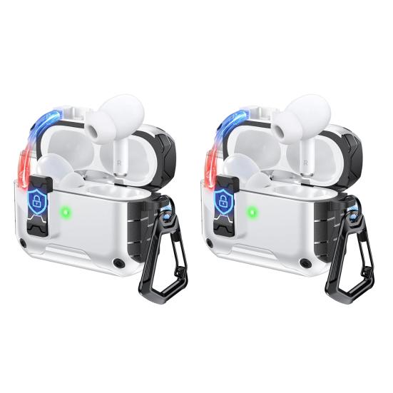 2Pcs Earbud Protective Case for AirPods Pro 3 Charging Case Shockproof Wireless Earphone Cover Protector Shell Skin with Safety Lock Phone Holder