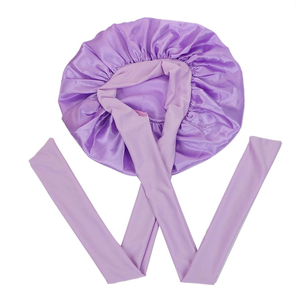 Damen Satin Schlafhaube mit breiter Krempe und Schleife