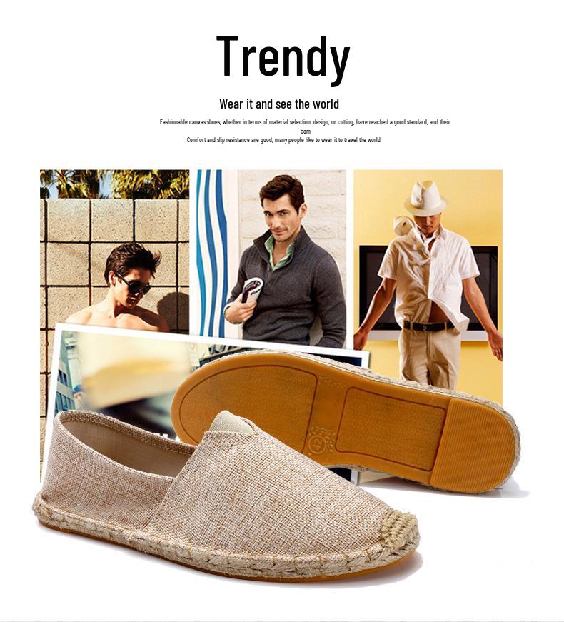 Plus Size Summer Slip-On Espadrilles: Casual Canvas Shoes with Linen Sole & Solid Color Hemp Rope Design