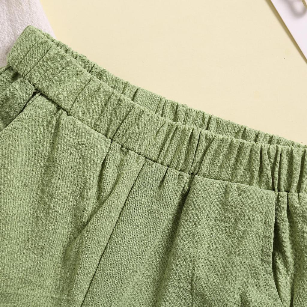 Kinder Y2K Mode Set: Kurzärmeliges Rundhals-Top & Roll-Up-Shorts für Jungen und Mädchen