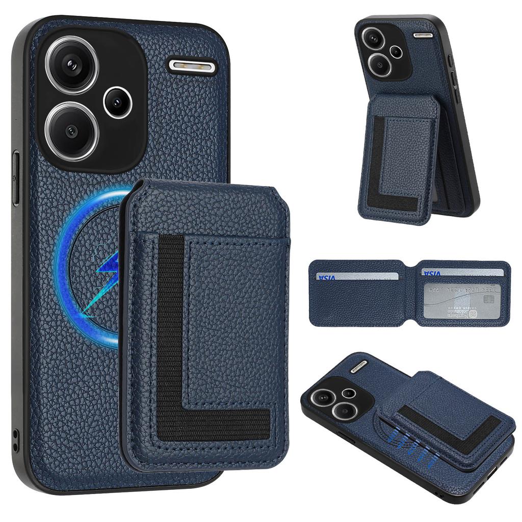 For Xiaomi Redmi Note 13 Pro+ 5G Magnetic Case TPU+PU Leather Phone Back Cover with Detachable Card Holder