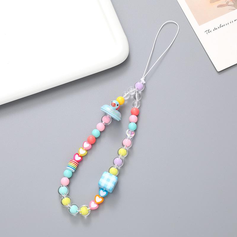 Pearl Bow Beaded Mobile Phone Lanyard Keychain Pendant Accessory