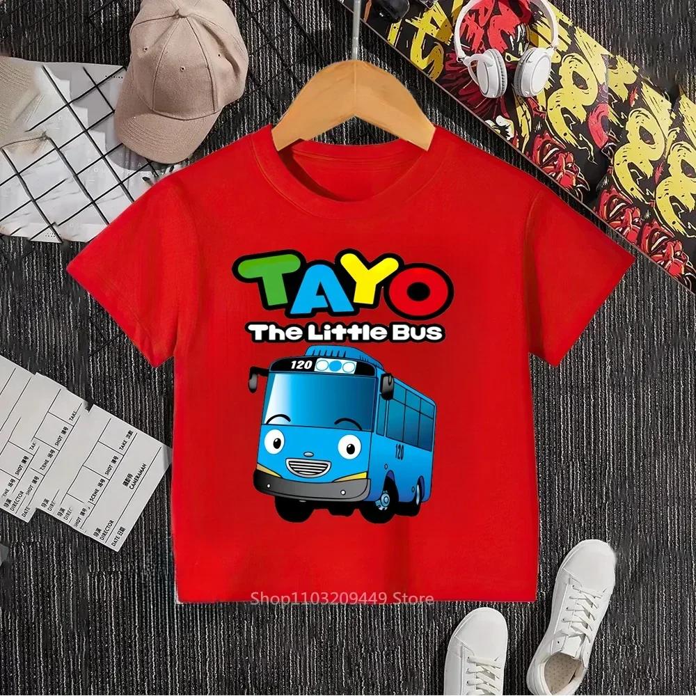 I Bambini Adorano le T-shirt Hip-Hop Girocollo Kawaii di Tayo con Stampe di Tayo il Piccolo Autobus - Un Regalo Unico per i Tuoi Piccoli