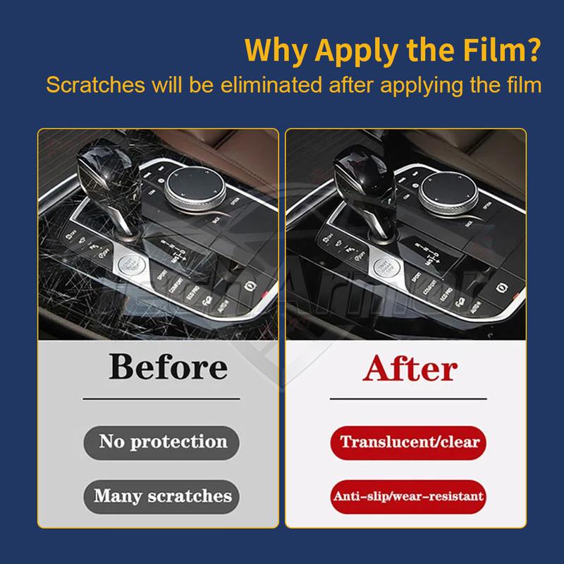 Car Interior TPU Protector Anti-scratch Film For BMW M3 G80 2023 2024 Auto Protective Transparent Anti-tear Stickers Accessories.