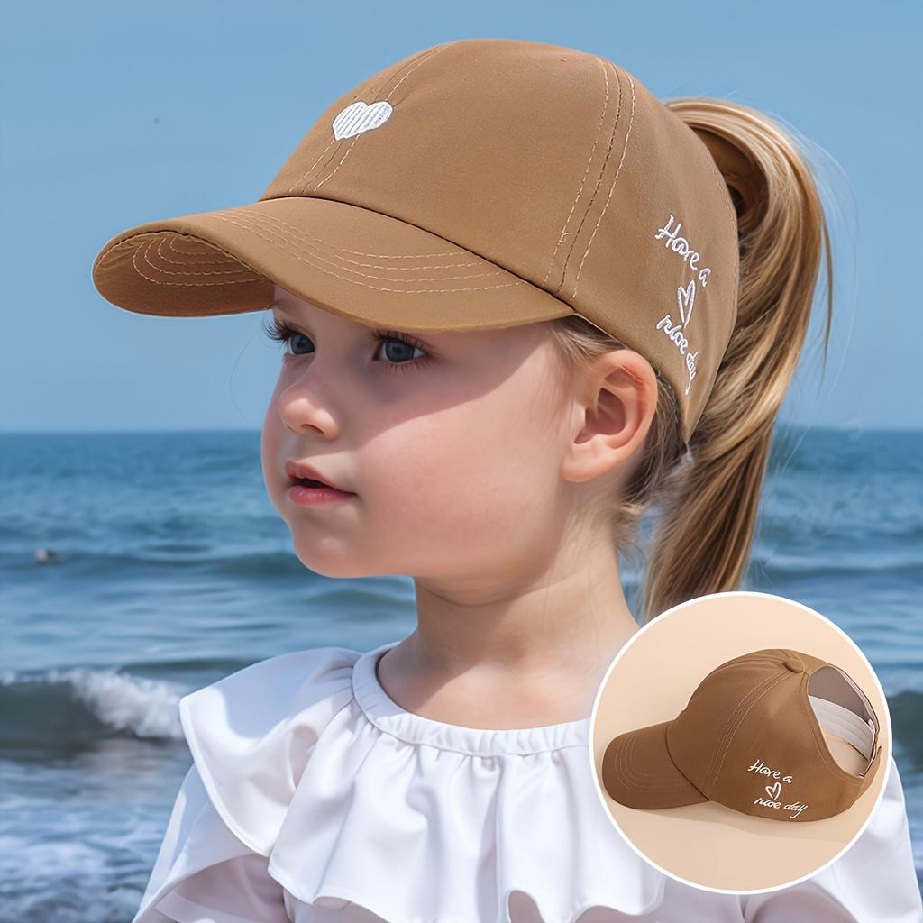 Youngsters' Baseball Cap with Heart Embroidery and "Love & Kindness" Design - Breathable Sun Hat for Boys and Girls Ages 3-7