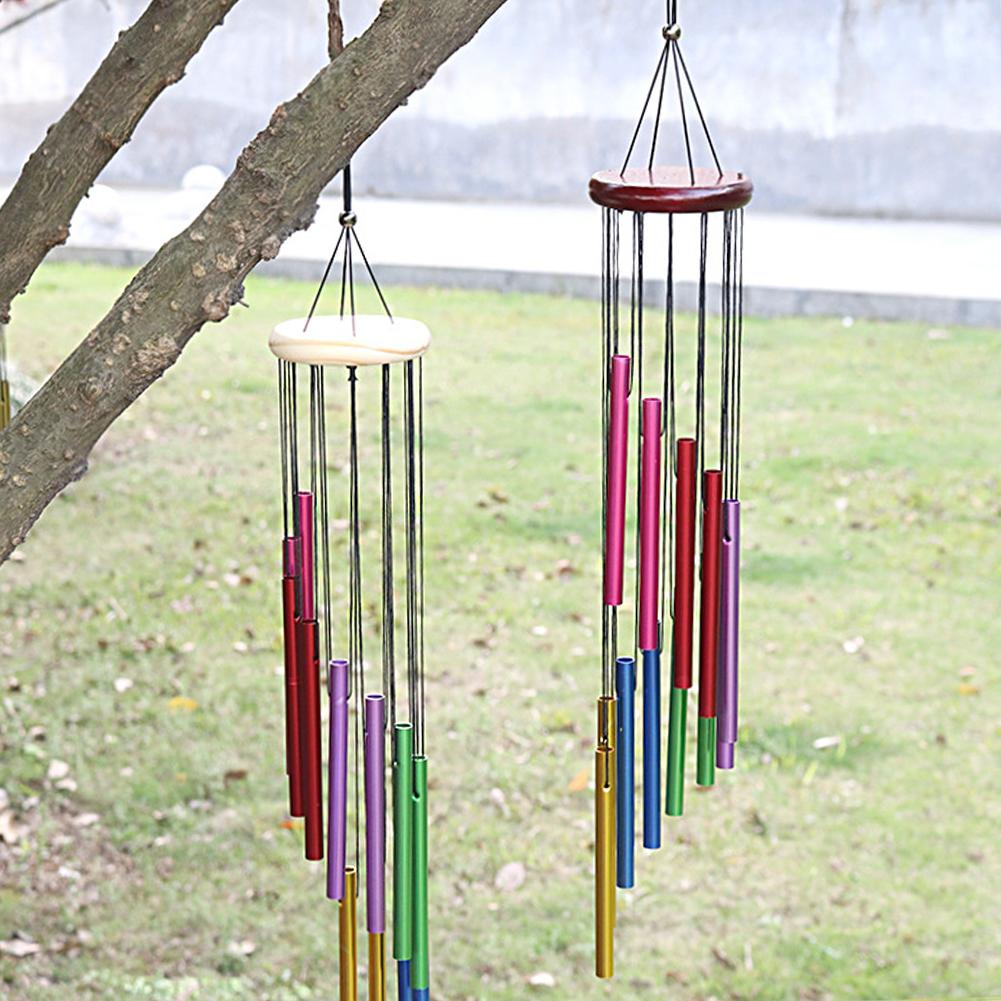 Outdoor Garden Wind Chime 12 Hollow Metal Tubes with Hook Wind Chimes Pendant Hanging for Garden Yard Patio and Home Decoration