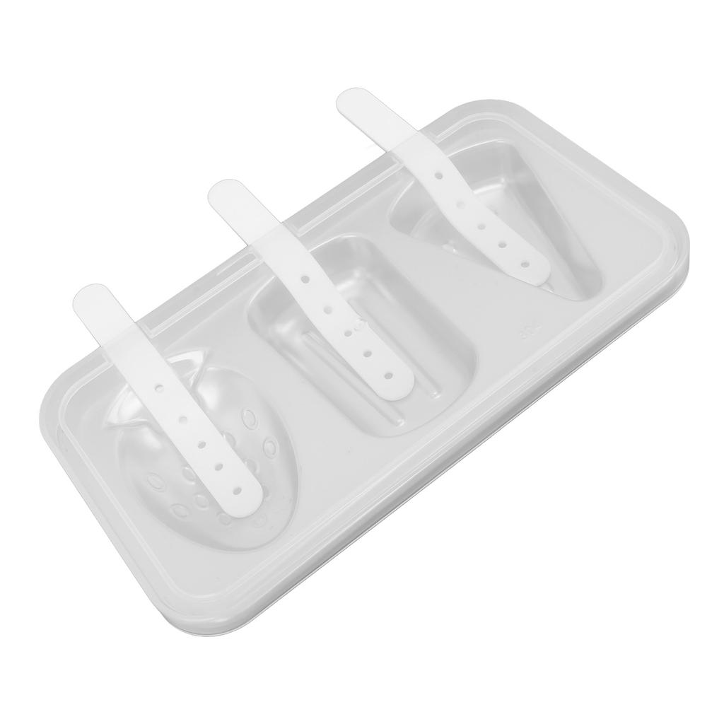 Ice Cream Molds Silver with Lid Ice Pop Molds Stainless Steel 3 Cavity with Stick Reusable Versatile Ice Pop Maker for