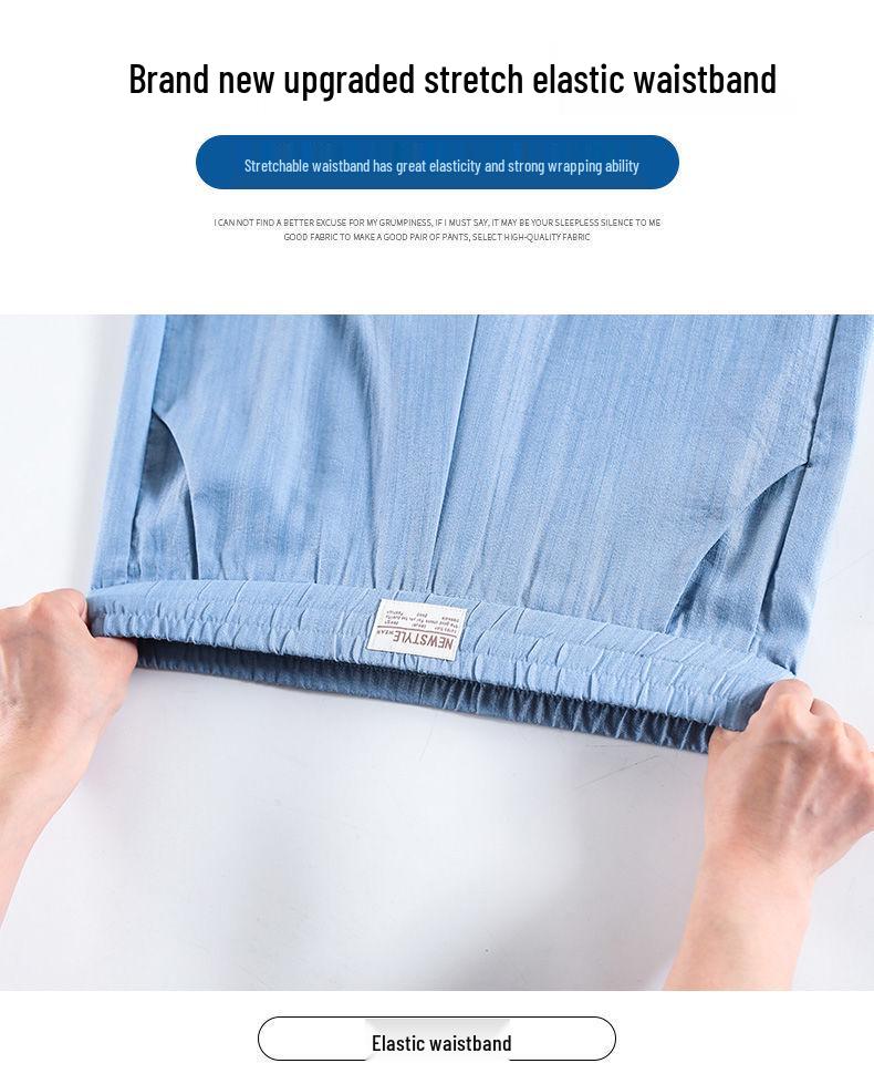 Dámské džínové kalhoty s vysokým pasem a širokými nohavicemi z Tencelu - Léto 2024 Chladivé splývavé kalhoty z ledového hedvábí