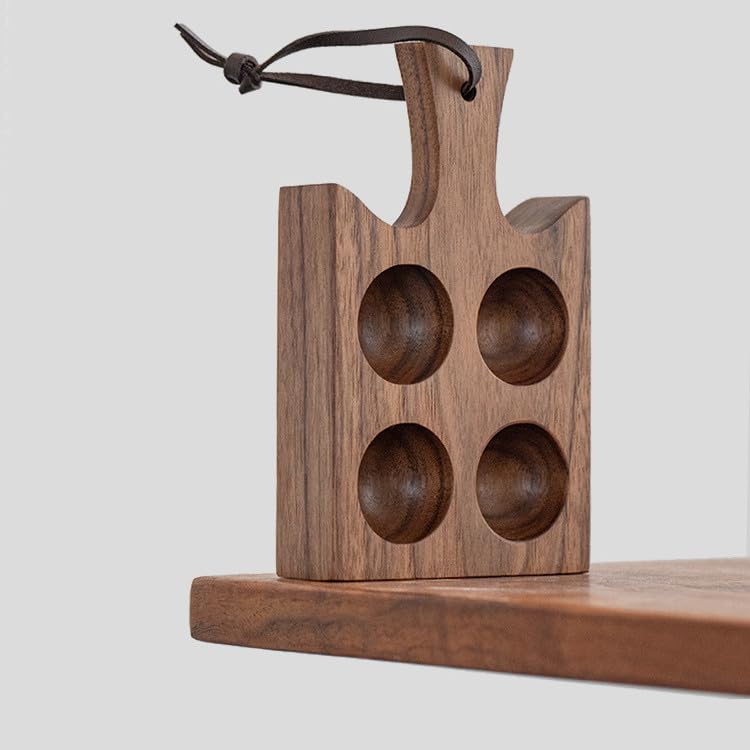 HOSHINOTORI Egg Holder, Solid Wood, Natural Wood, with Handle, Egg Tray, Egg Stand, Egg Holder, Egg Cup, Egg Storage, Stylish, Cute, Nordic Style, for