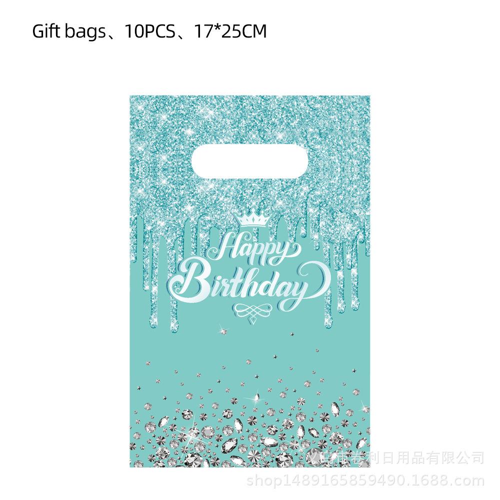 Diamond Themed Birthday Party Supplies Birthday Decorations Purple Pink Blue Tiffany Decorated Balloons Paper Plates Cutlery