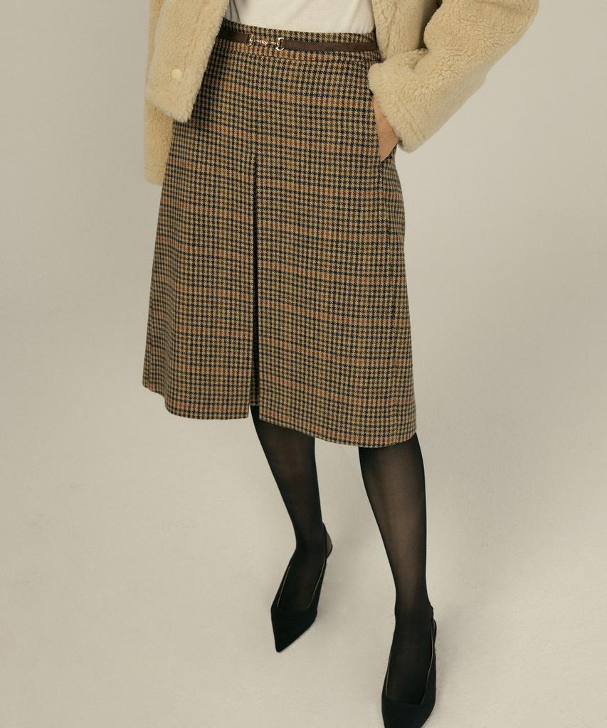 Otte French Check Wool Sk_Brown