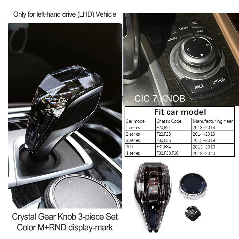 3 Piece Set Crystal Gear Shift Knob Lever Stick Handle for BMW 3 5 6 7 Series X3 X5 X6 F30 G15 F01 G20 G05 G21 G28 G30 G31 G38 T6