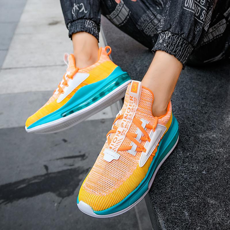 Neue fliegende gewebte atmungsaktive Sportschuhe Herren Low-Top Rückfederung Luftpolster Laufschuhe rutschfest Reiseschuhe