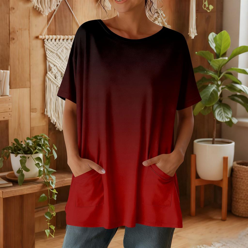 Top casual da donna alla moda a maniche corte con stampa floreale