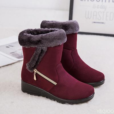 Neue Winter Warme Damen Schneestiefel Große Größe Seitlicher Reißverschluss Schlicht Bequem Täglich Lässig Dick Abriebfest Baumwollstiefel