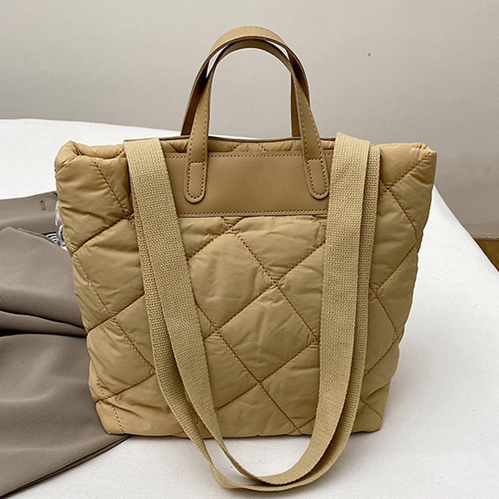 Luxury Quilted Quilted Tote Bag Zipper Large Capacity Shoulder Bag Puffer Tote Bags for Women