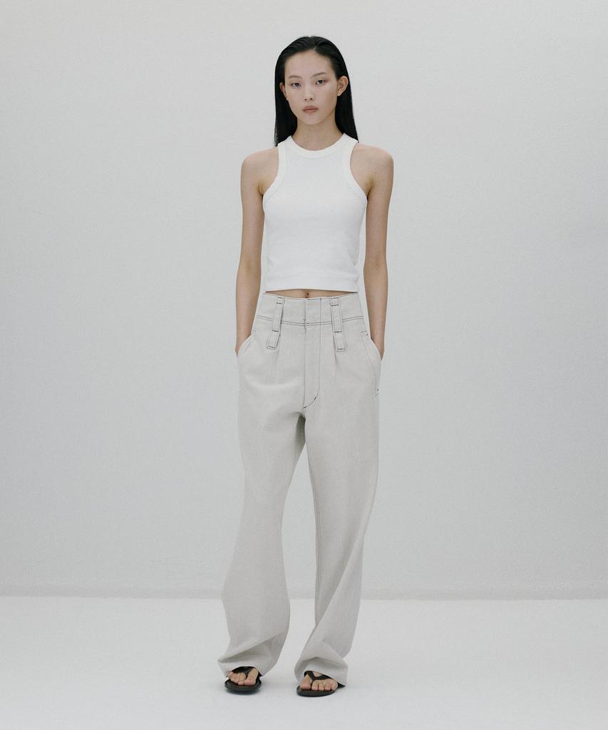 Sunjin New High-Rise Wide-Leg Pants [Ecru]