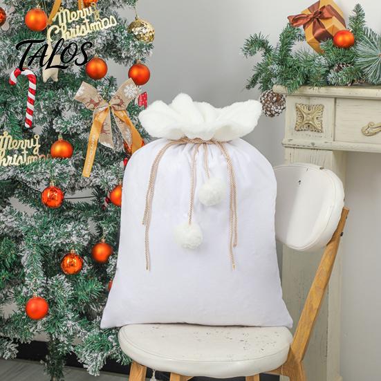Durable Velvet Pouches for Snacks Christmas Santa Gift Bag, 19 X 26 Inch Large Drawstring DIY Candy Claus Reusable Presents Sack Xmas Holiday