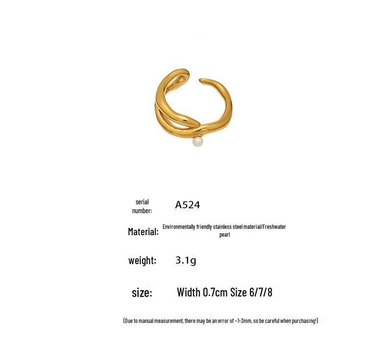 18K Gold Plated Geometric Stainless Steel Open Finger Ring Set