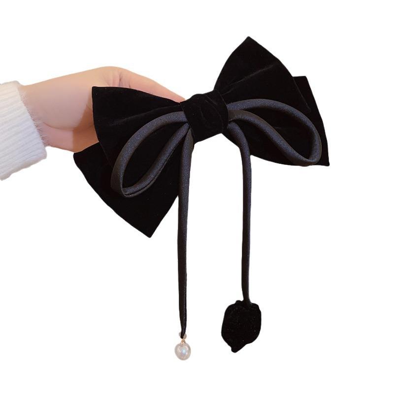 Red Velvet Bow Hair Clip for Women: Autumn/Winter Bridal Accessories