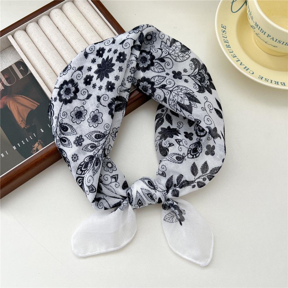 

55 Women s Small Cotton Linen Silk Square Scarf - Versatile Korean Fashion Spring/Summer/Autumn Neck Accessory 55x55 cm