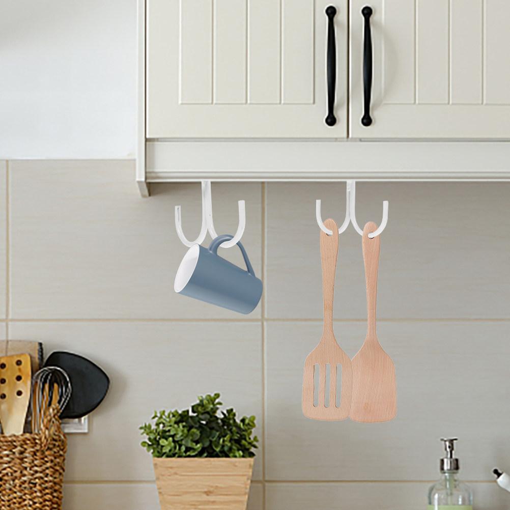 2Pcs Iron Mug Rack Under Cabinet Coffee Cup Organizer Hanging Cup Holder for Kitchen Cabinets Space Saving Sturdy Minimalist Mug