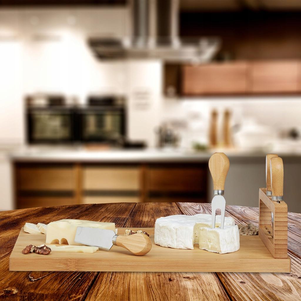 Cheese Board Serving Tray Snack Platter Cold Cuts Knives Stand