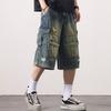 Amerikanische Retro Waschung Mehrfach-Taschen Arbeits-Denimshorts Herren Sommer Locker Weitbeinige Cropped-Hosen