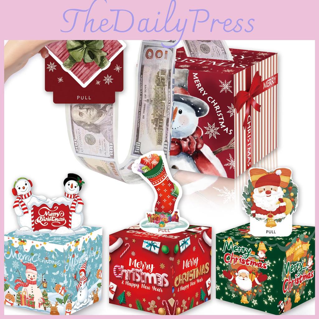 Christmas Themed Pattern Paper Box Set Holiday Decoration Props For Holiday Celebrations