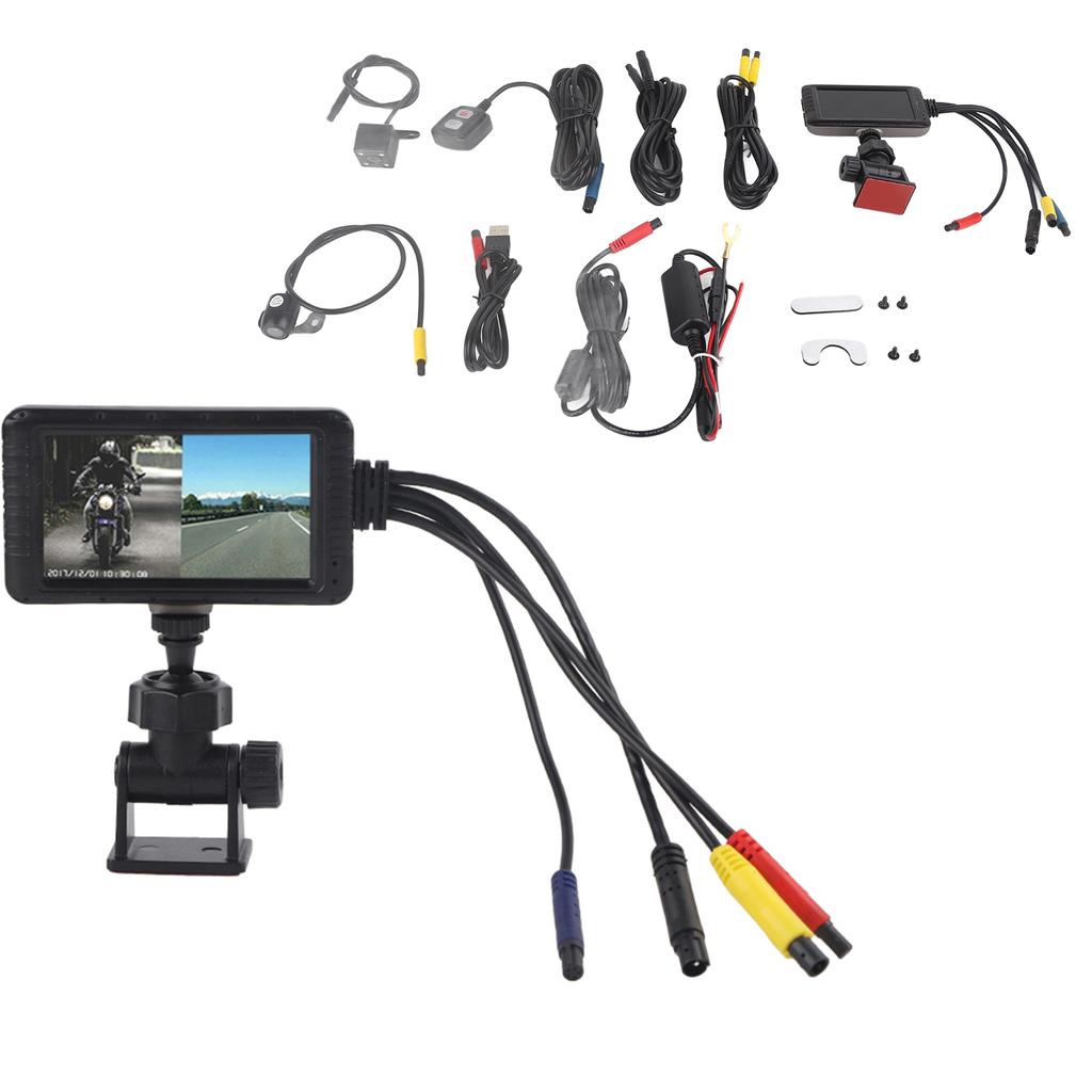 1080P HD 3inch Universal Motorcycle Double Lens Driving Recorder Traffic Monitor