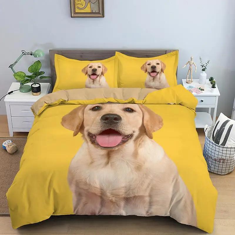 Dog Soft Duvet Cover Set Golden Retriever Quen Sized Dimensions Beding Set for Young Boys Young Girls Microfiber 3D Pet Themed Animal Funy Dog