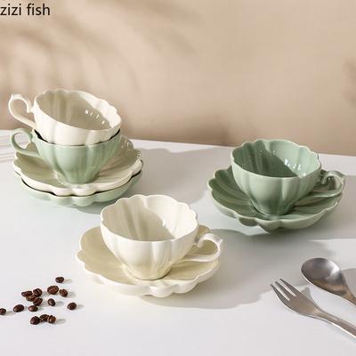 Einfarbige, blumenförmige Keramiktasse, schöne Kaffeetasse, Büro-Milchtasse, Frühstückstasse, Getränketasse, Haushaltswassertassen