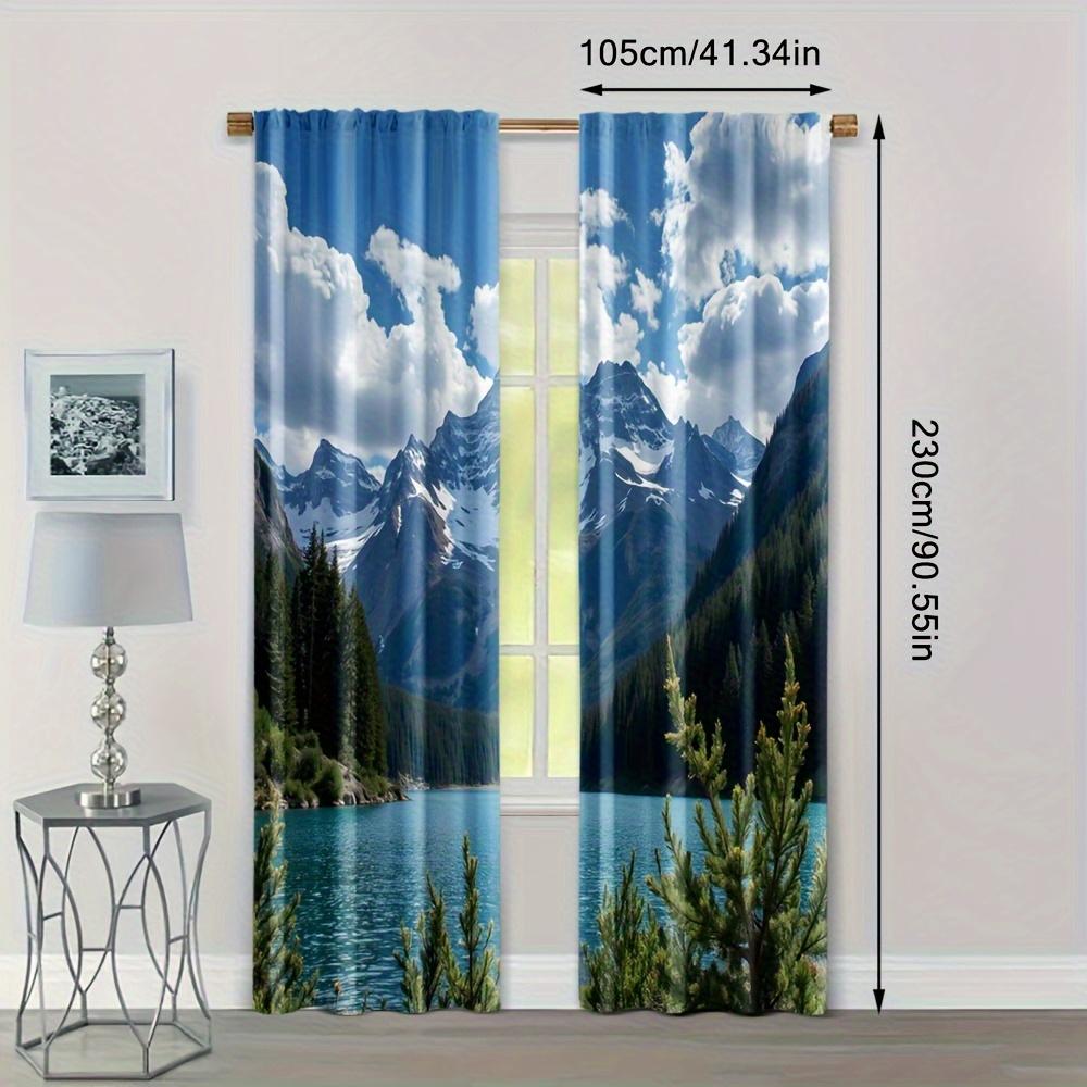 Set Of 2 Curtain Moran Curtains Polyester Durable Cordless Scenic Mountain Lake Landscape Print Machine Blackout Made