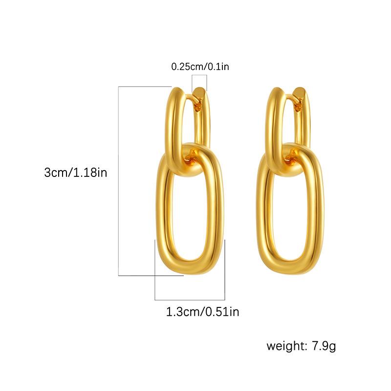 Trendy Electroplated Oval U-Shaped Copper Earrings for Women