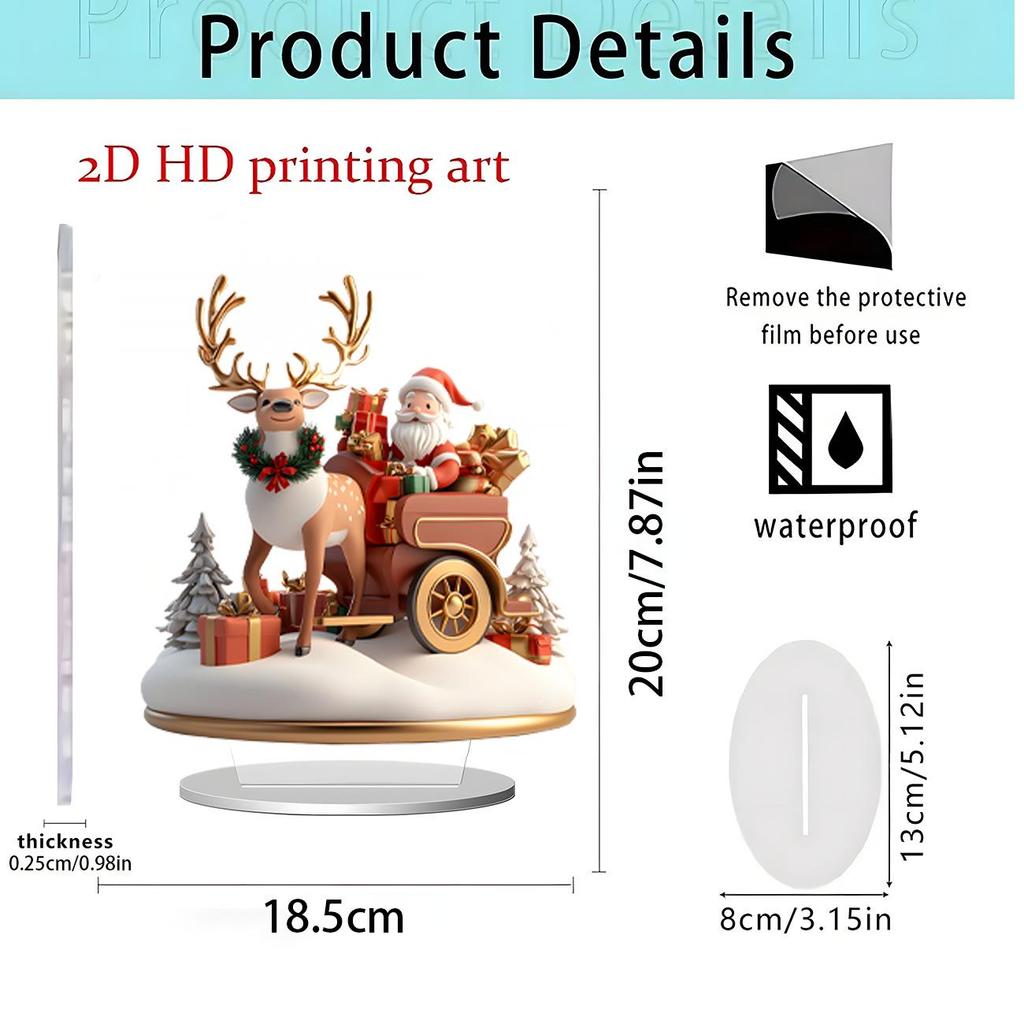 Christmas Apple 2D Acrylic Stand: Festive Desktop Decoration Gift