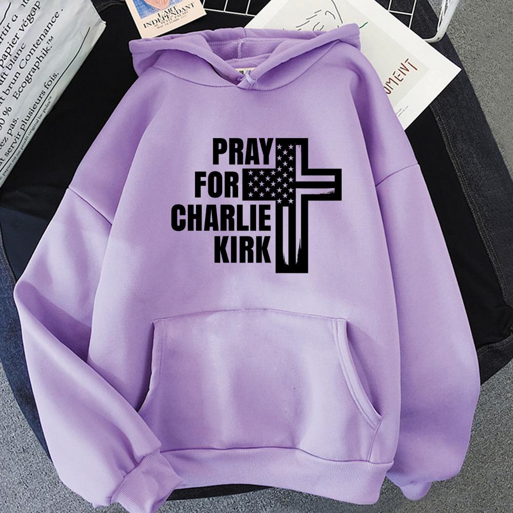 PRAYFOR Charlie Kirk Hoodies Grafikdruck Weiche Sweatshirts Langärmelige Fleece-Kleidung Harajuku Charlie Kirk Pullover