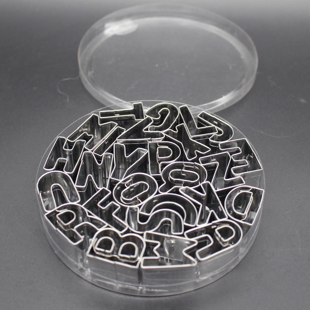 Stainless Steel Alphabet Letter Cookie Cutters Mold Biscuit Number Cutter Set Cake Decorating Moulds Fondant Cutter Set