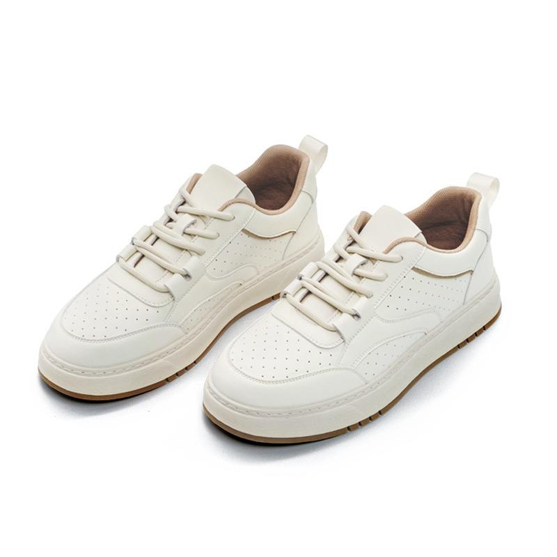 Little White Shoes Men's Autumn New Casual Leather Shoes Trendy High-end Leather Board Shoes Thick Soles