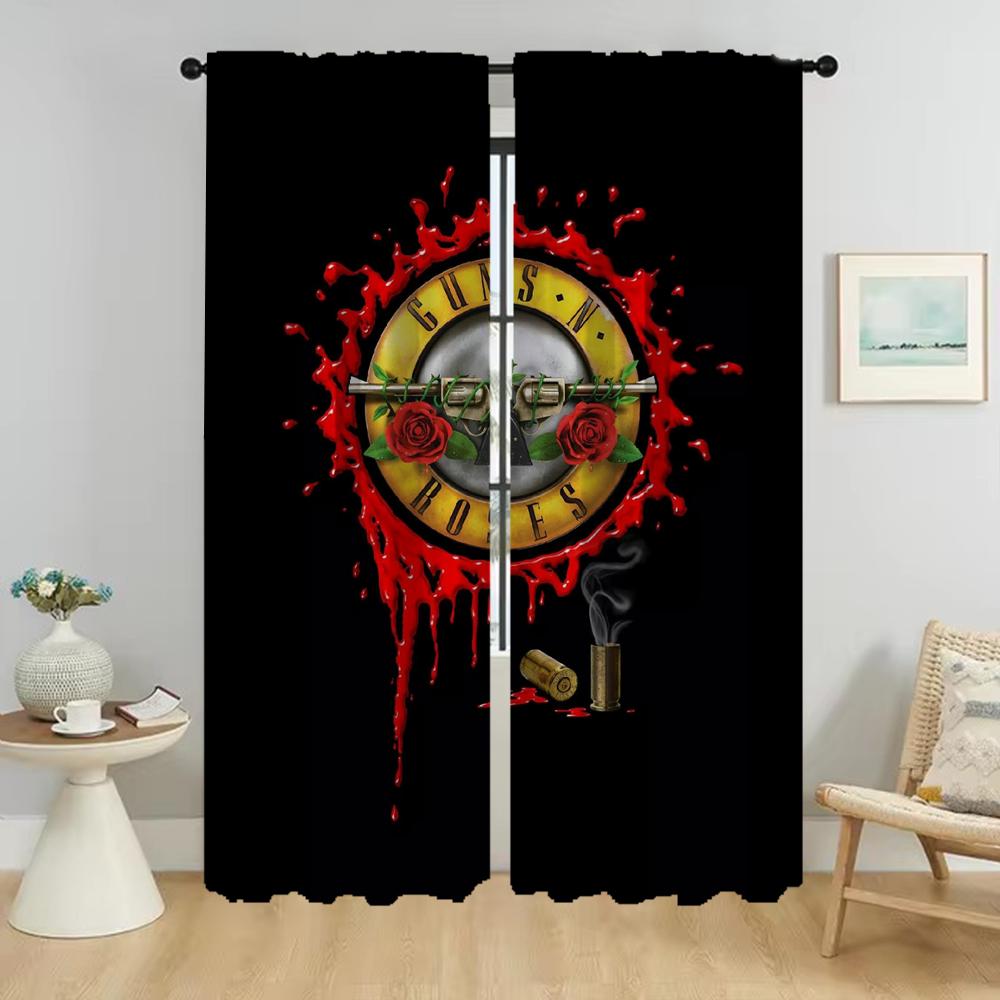 

Guns NRoses кухонные шторы 2 шт. оконная штора для комнаты 2 панели Хэллоуин украшение перегородка тюль для спальни жалюзи W50xH70cmx2pcs