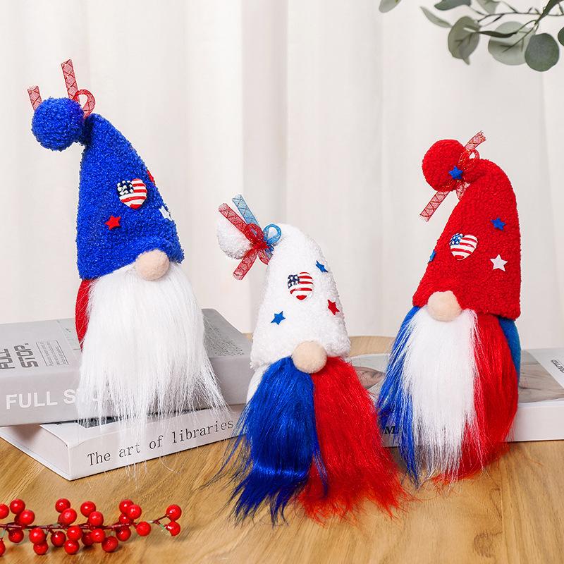 

Independence Day Gnome Doll Plush Doll Faceless Ornament Children S Gift C3-7 blue hat [26 * 9 * 9cm]