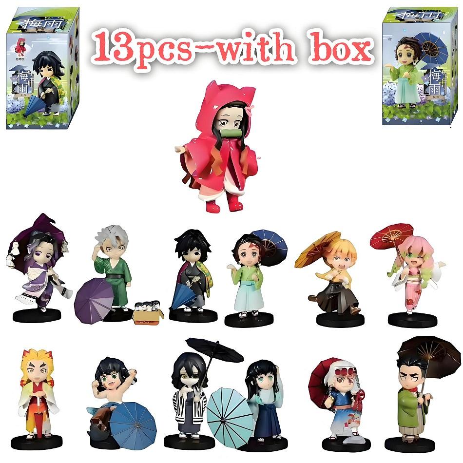 Demon Slayer blind box Plum Rain Series anime figure Tanjiro Kamado Nezuko Action Model Pvc Desktop Ornament Collection Toy Gift
