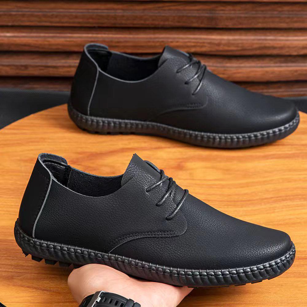 

2025 men s shoes new autumn leather shoes men s Doudou shoes Korean version single shoes low-top casual shoes lace-up breathable 44