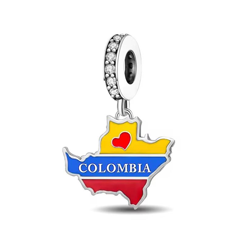 New Copper Ukraine Colombia South Africa Guatemala Barbados Flag Pendant Fit For Original Bracelets Diy Jewelry Accessories